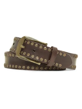 Art N Vintage Premium Brown Genuine Leather Studded Men's Belt - Stylish & Durable