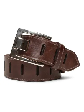 Art N Vintage Premium Brown Leather Laser-Cut Design Men's Belt