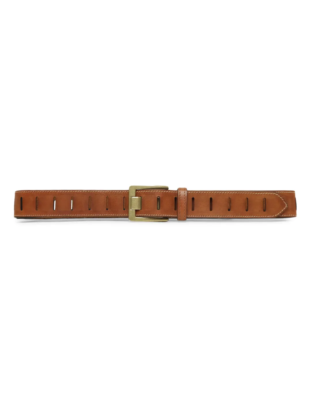 Art N Vintage Premium Tan Leather Laser-Cut Design Men's Belt