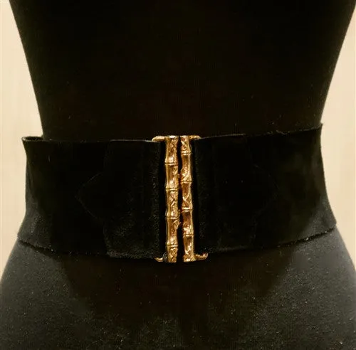 B-Low The Belt Suede Black Belt with Gold Buckle