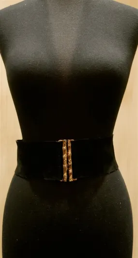 B-Low The Belt Suede Black Belt with Gold Buckle