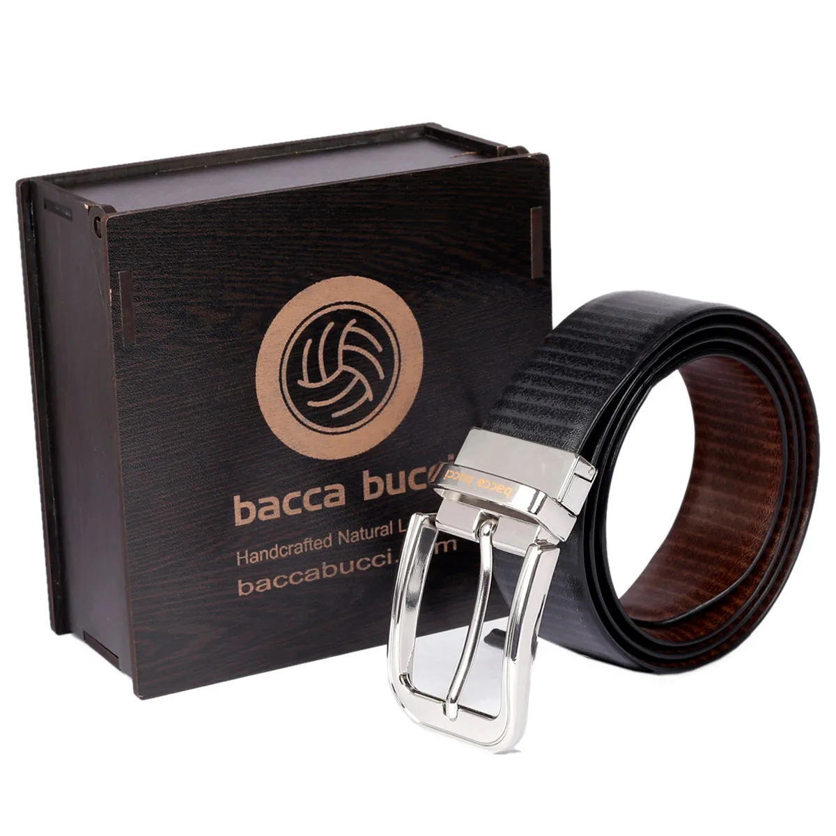 Bacca Bucci Classic Dress belt with Italian smooth Genuine leather Black & Brown