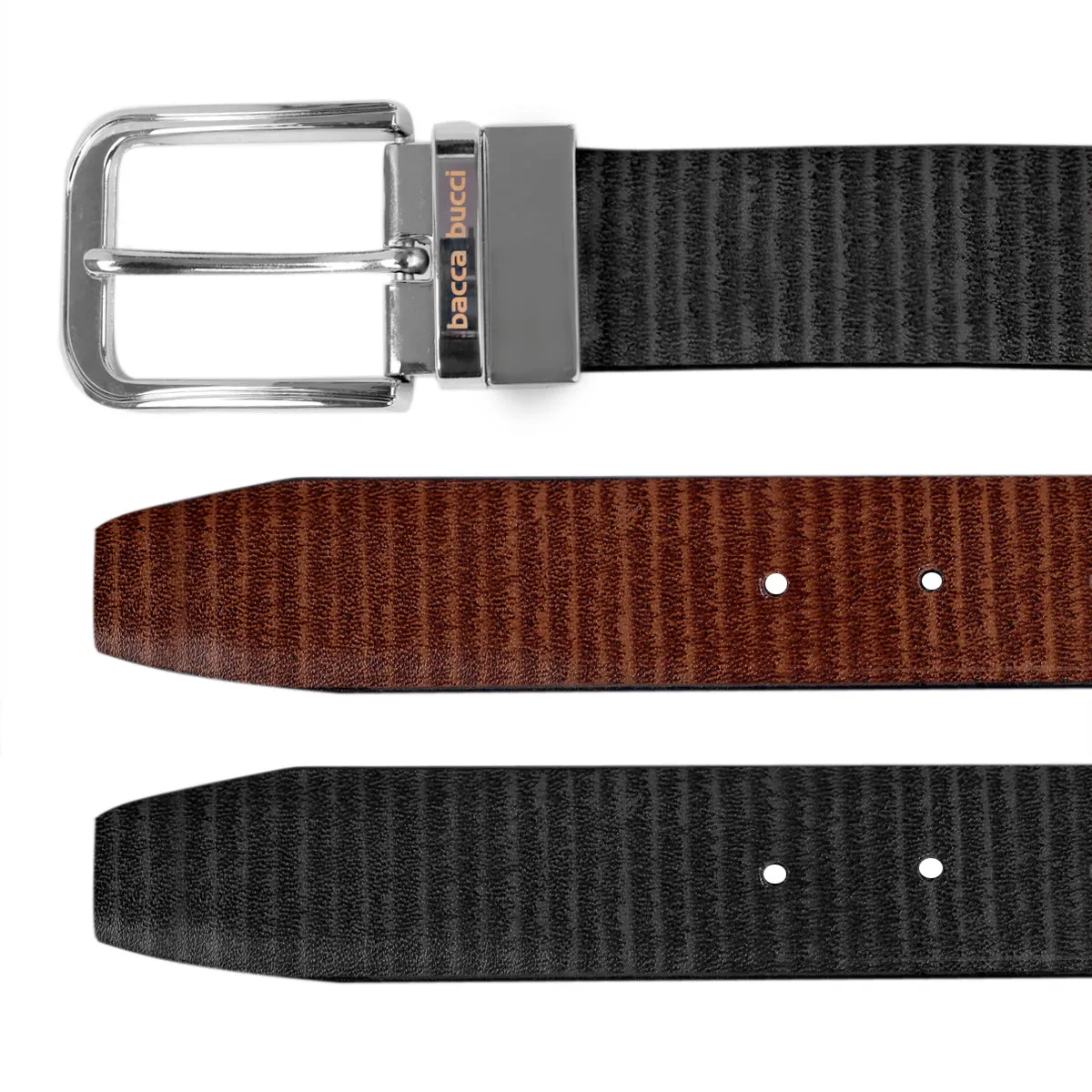 Bacca Bucci Classic Dress belt with Italian smooth Genuine leather Black & Brown