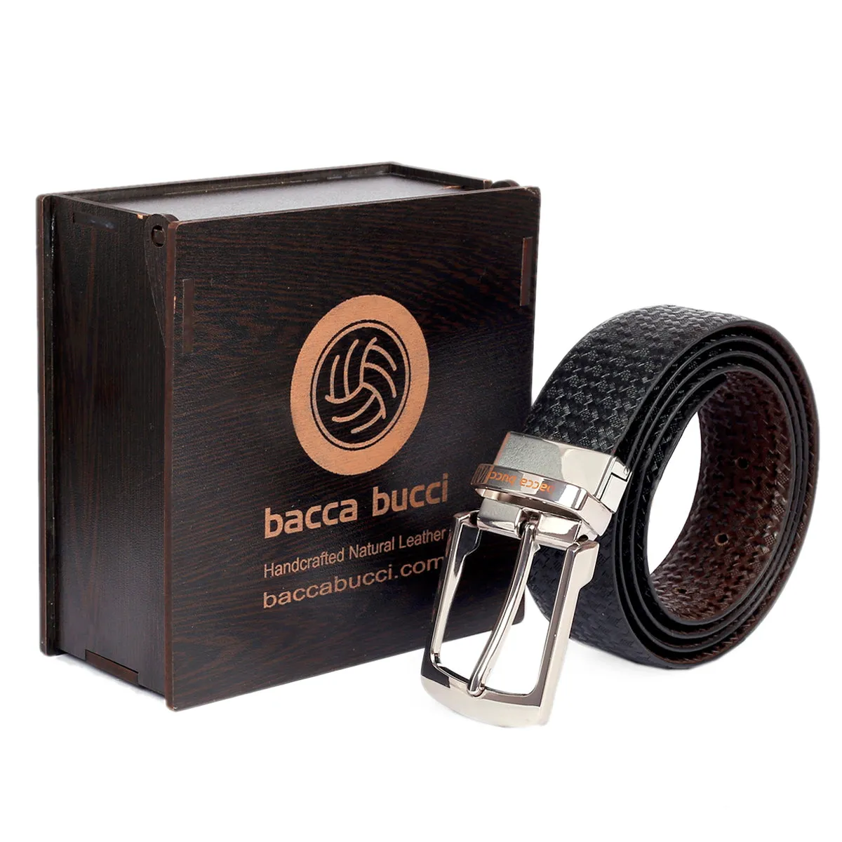 Bacca Bucci Reversible Classic Dress belt with Italian smooth Genuine leather Black & Brown