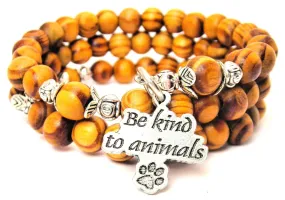 Be Kind To Animals Natural Wood Wrap Bracelet