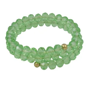 Beaded Green Wrap Bracelet with Gold Ball - BG401G