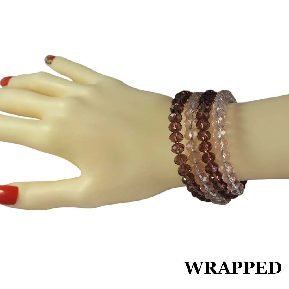 Beaded Purple Wrap Bracelet with Gold Ball - BG401T