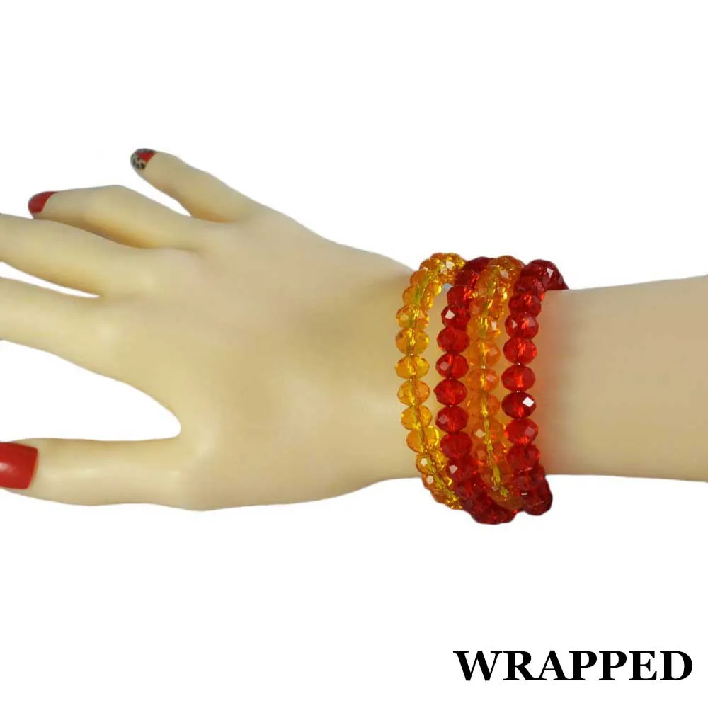 Beaded Yellow Wrap Bracelet with Gold Ball - BG401Y