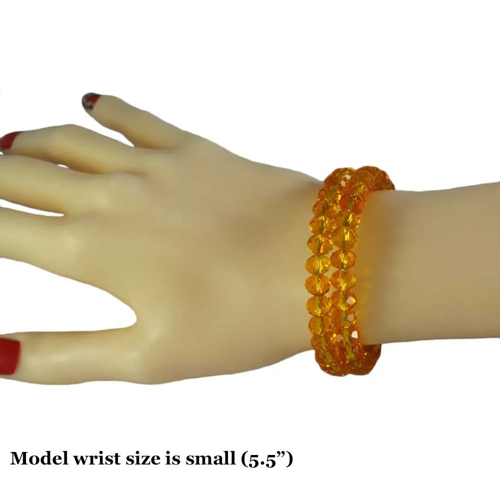 Beaded Yellow Wrap Bracelet with Gold Ball - BG401Y