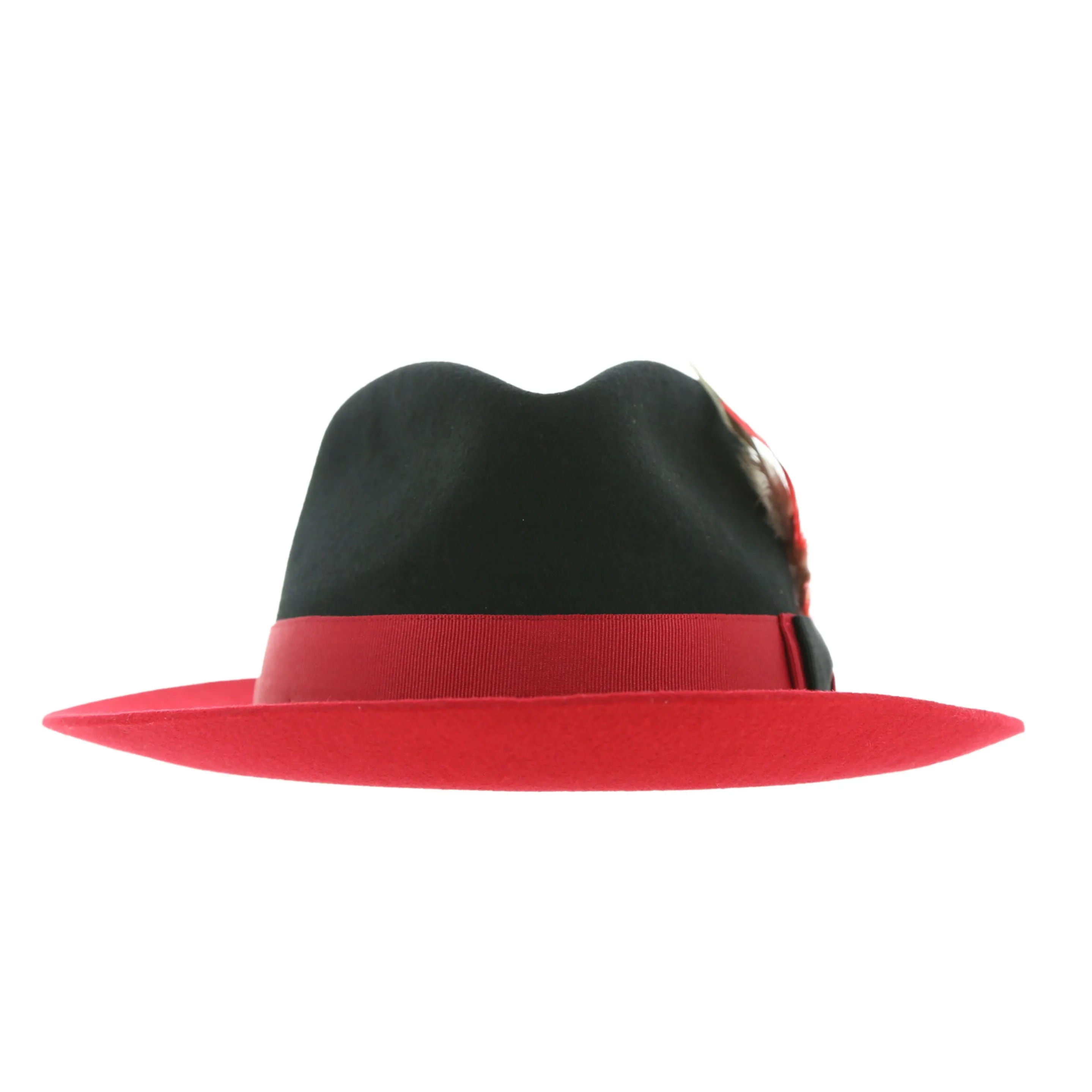 Black & Red Puck Trilby Two Tone Crushable Trilby Hat