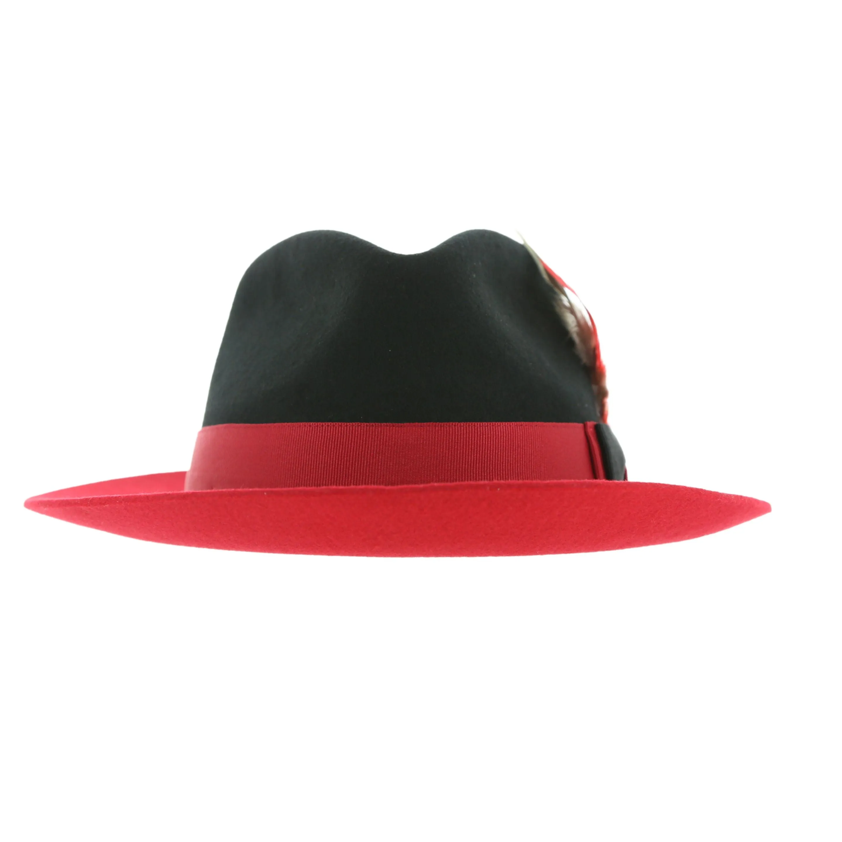 Black & Red Puck Trilby Two Tone Crushable Trilby Hat