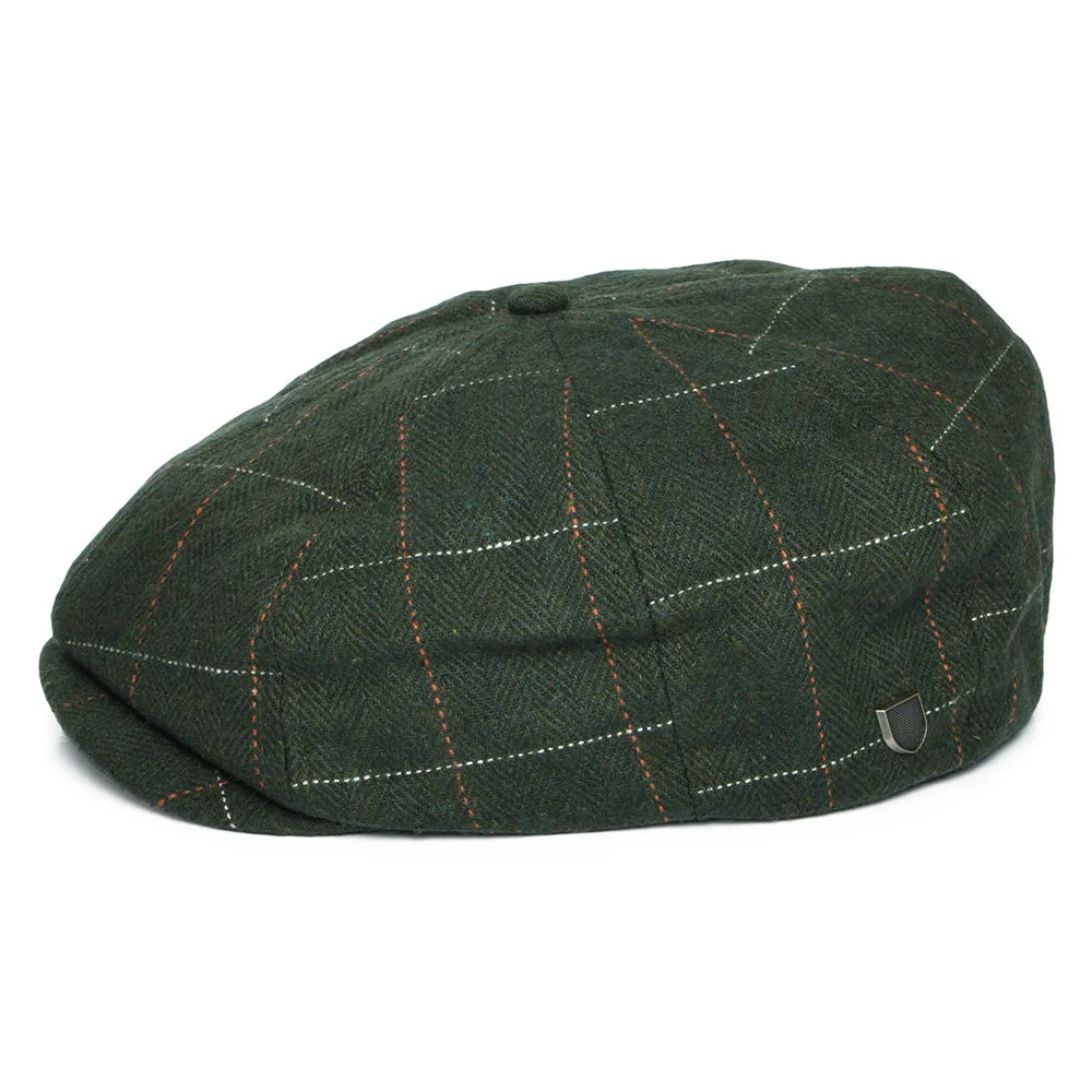 Brixton Hats Brood Windowpane Herringbone Newsboy Cap - Moss-Orange