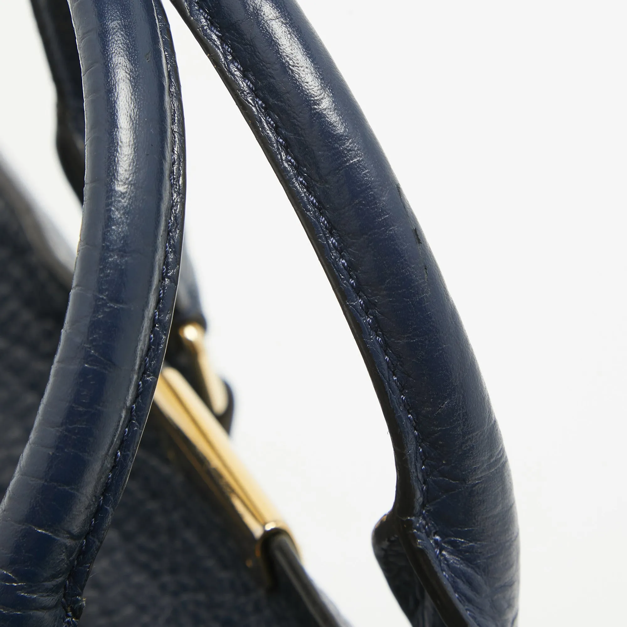 BURBERRY Blue Pebbled Leather Clifton Satchel