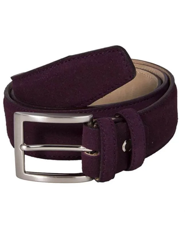 Burgundy Trento Solid Suede Belt