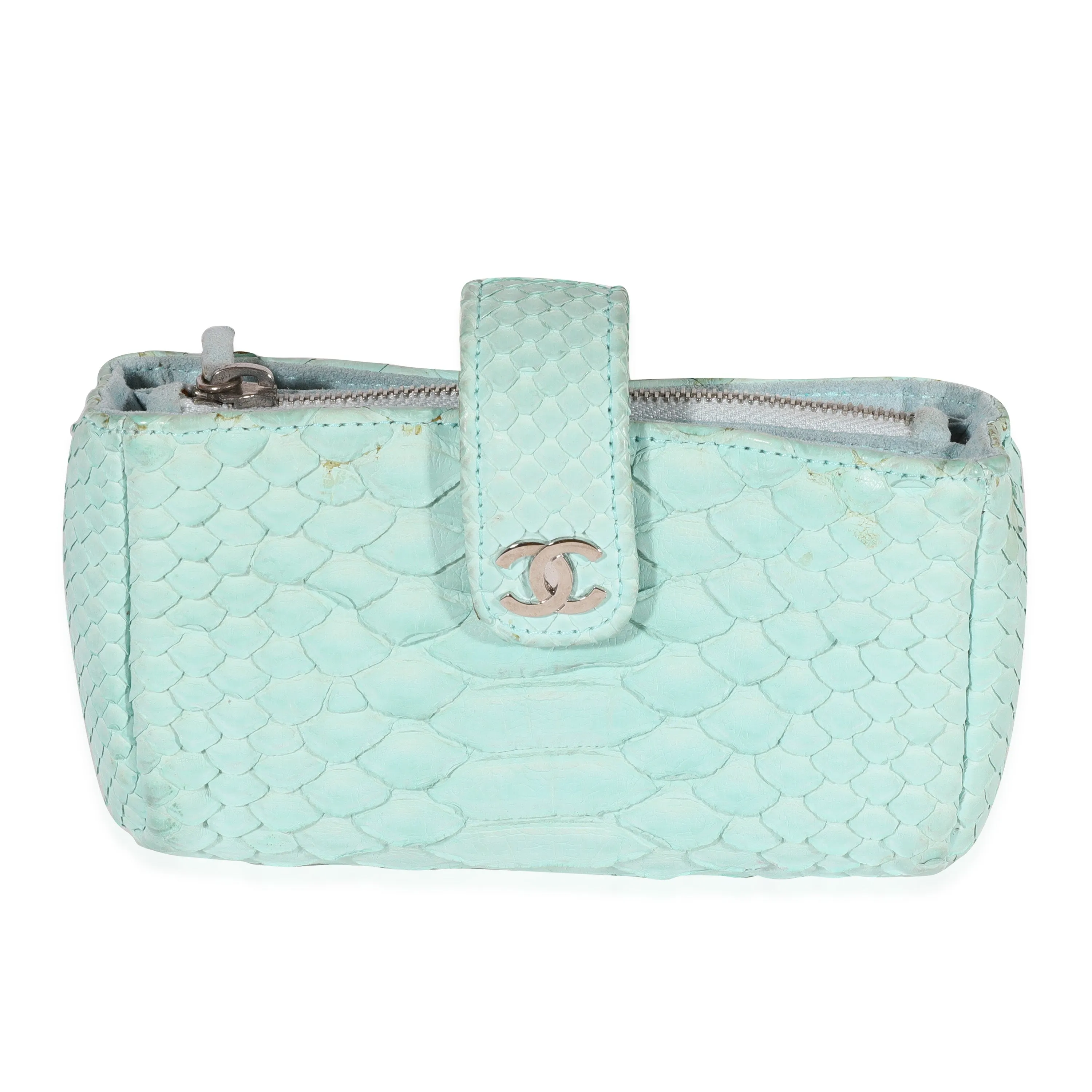 CHANEL Mint Python Mini Phone Holder Clutch