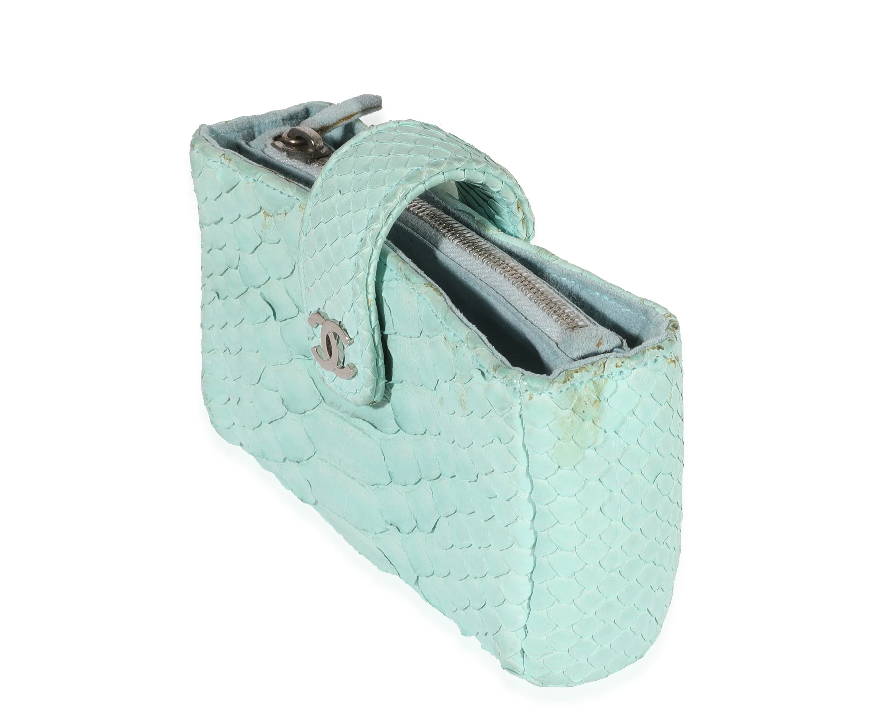 CHANEL Mint Python Mini Phone Holder Clutch