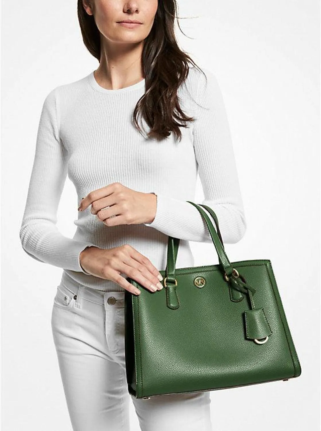 Chantal Medium Pebbled Leather Satchel