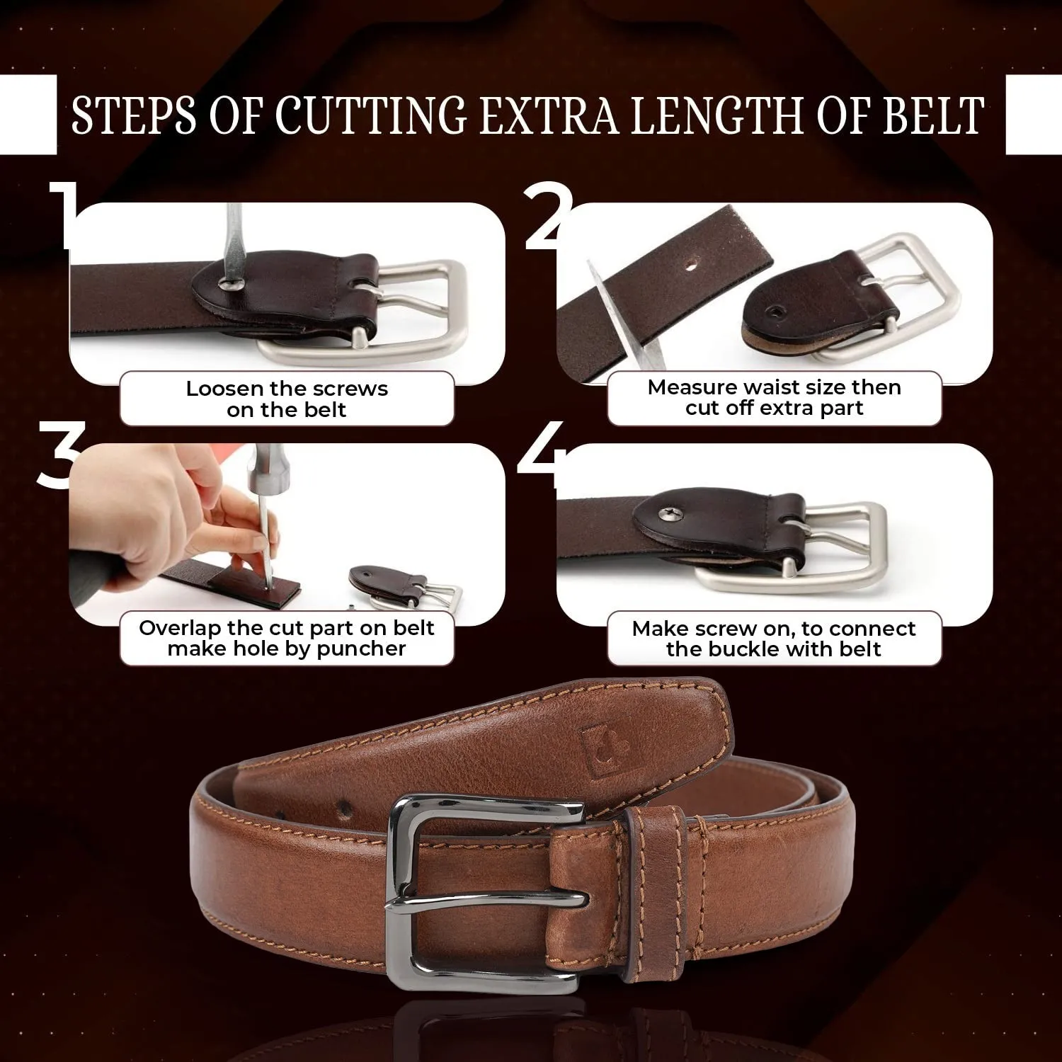 CIMONI Classy Genuine Leather Trendy Travel Formal Office Daytrip Belt ( 1 Year Gurantee)