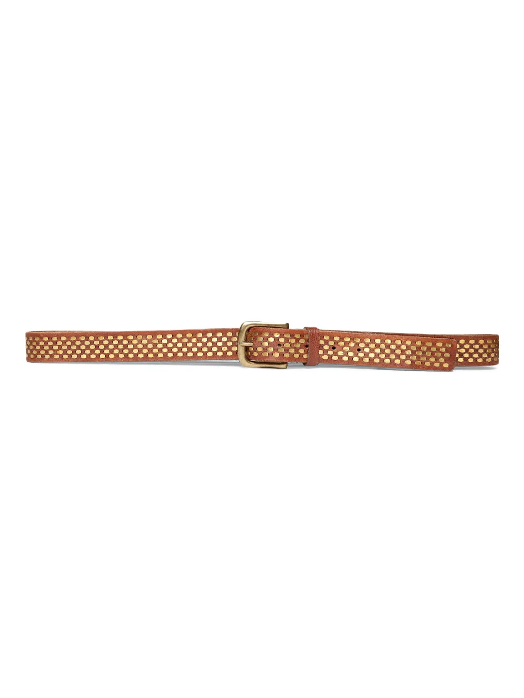 Cognac Genuine Leather Belt With Golden Catcher Rivet Design By Art N Vintage