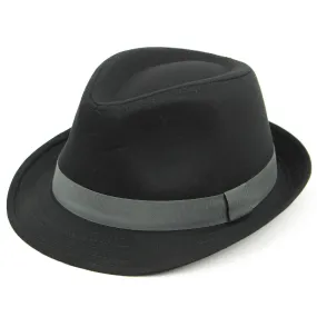 Cotton trilby hat with contrast band - Black