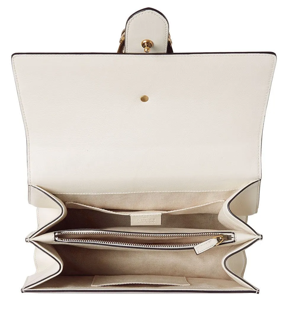 Dionysus Small Web-Stripe Satchel Bag White