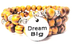 Dream Big Natural Wood Wrap Bracelet