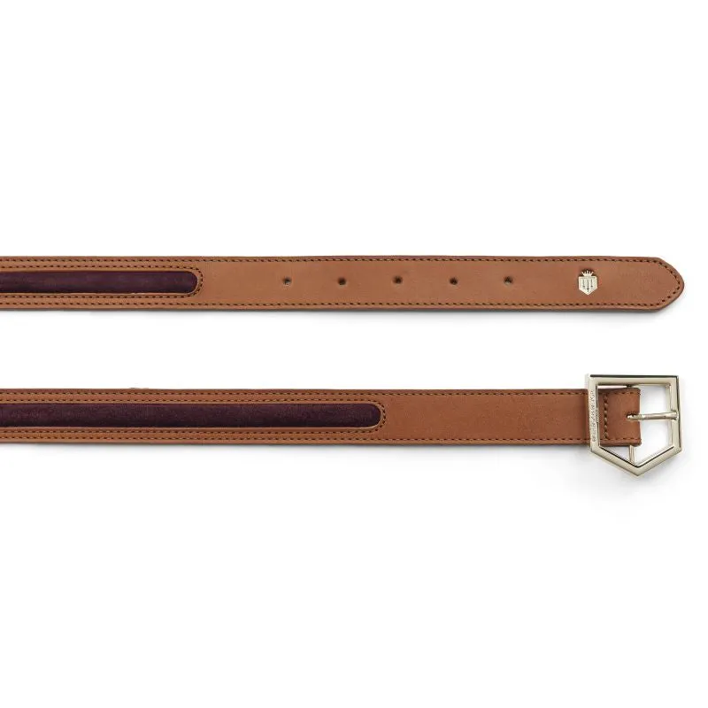 Fairfax & Favor Hampton Leather & Suede Belt - Tan/Plum