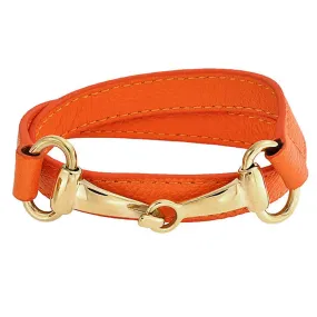 Fashion Red White Orange Black Brown Leather Double Wrap Bracelet with Horse Bit