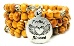 Feeling Blessed Natural Wood Wrap Bracelet