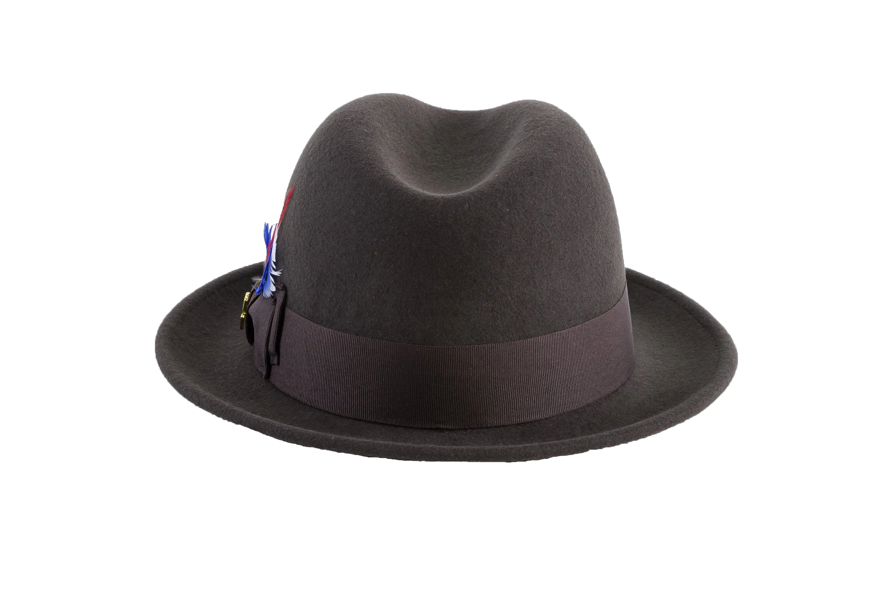 Ferrecci Brooks Trilby Soft 100% Australian Wool Felt Body with Removable Feather Fully Crushable brown hat Great for Travel