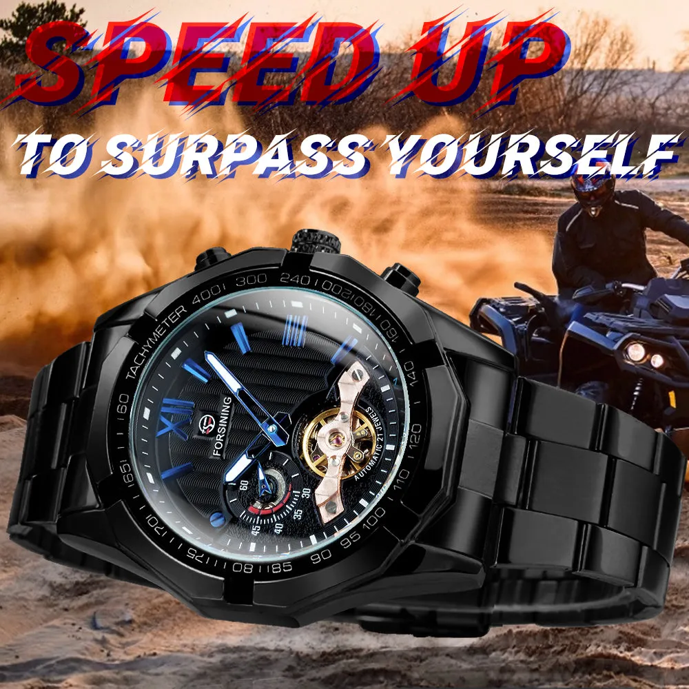 Forsining Military Sports Tourbillon Skeleton Automatic Mechanical Men Watch TM 368G