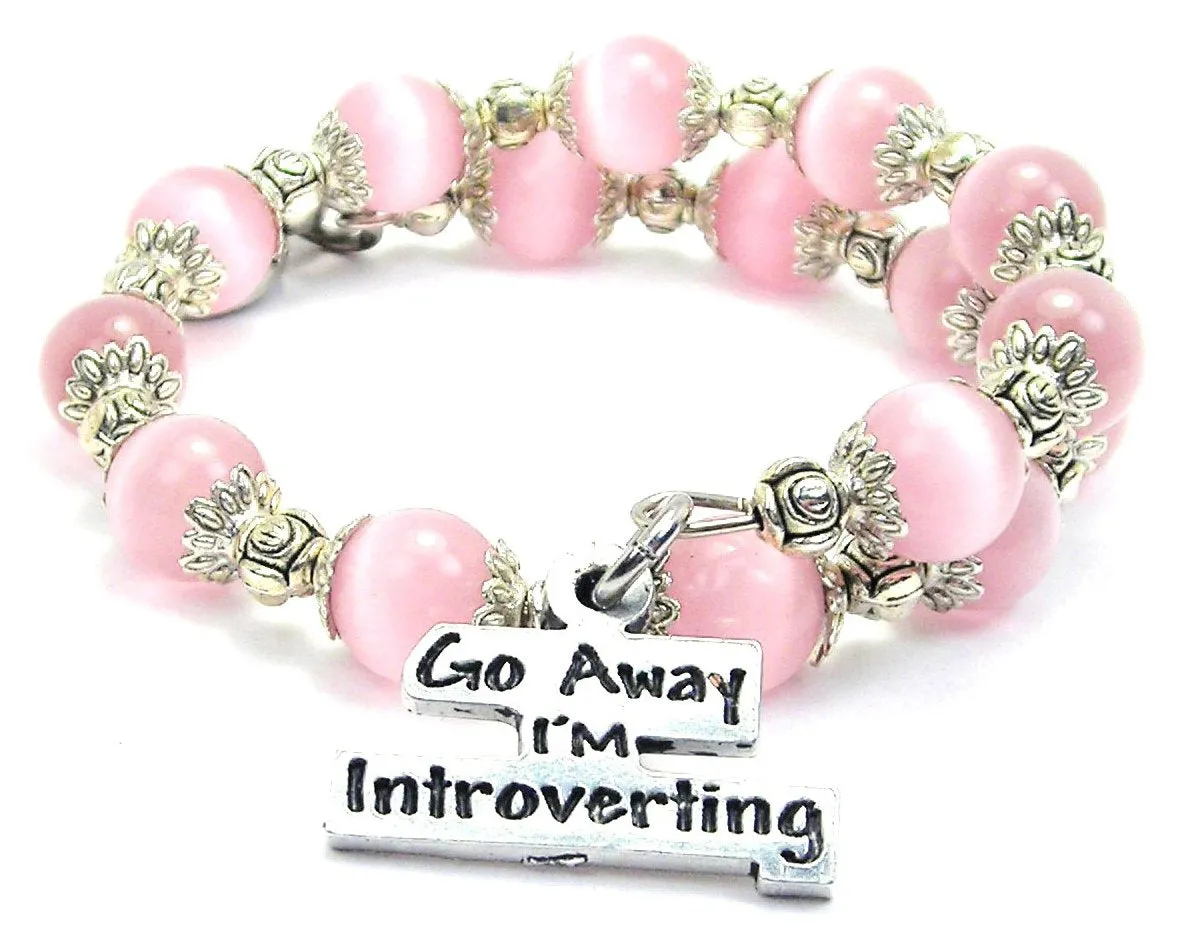 Go Away I'm Introverting Cat's Eye Beaded Wrap Bracelet