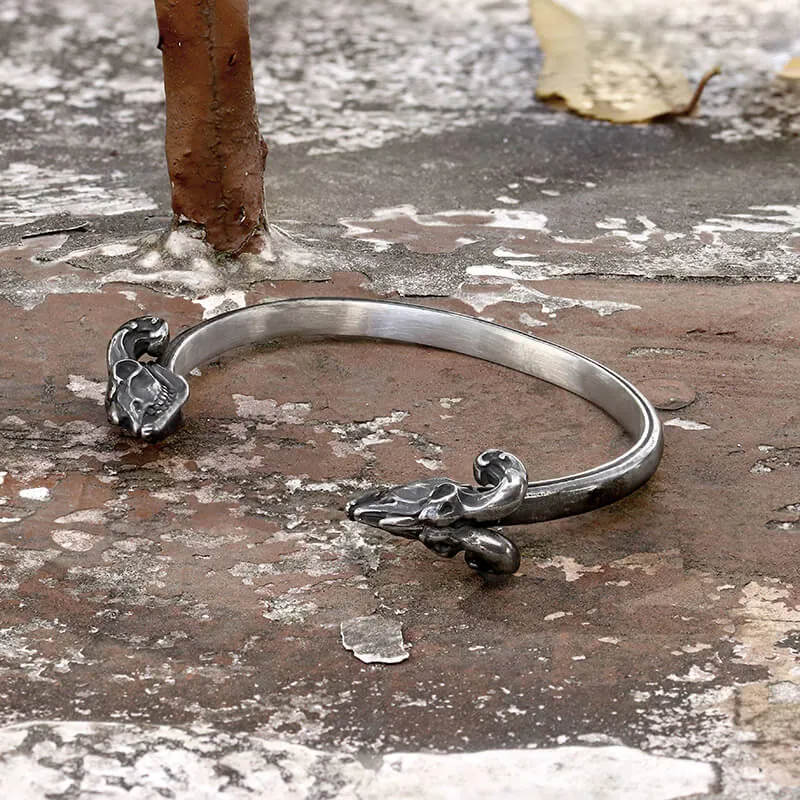 Goat Head Stainless Steel Satan Cuff Bracelet