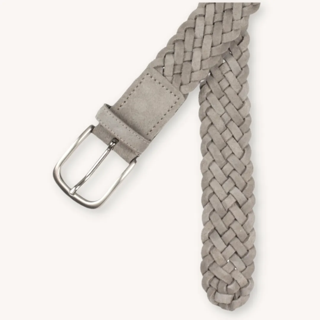 Grey Braided Suede Belt