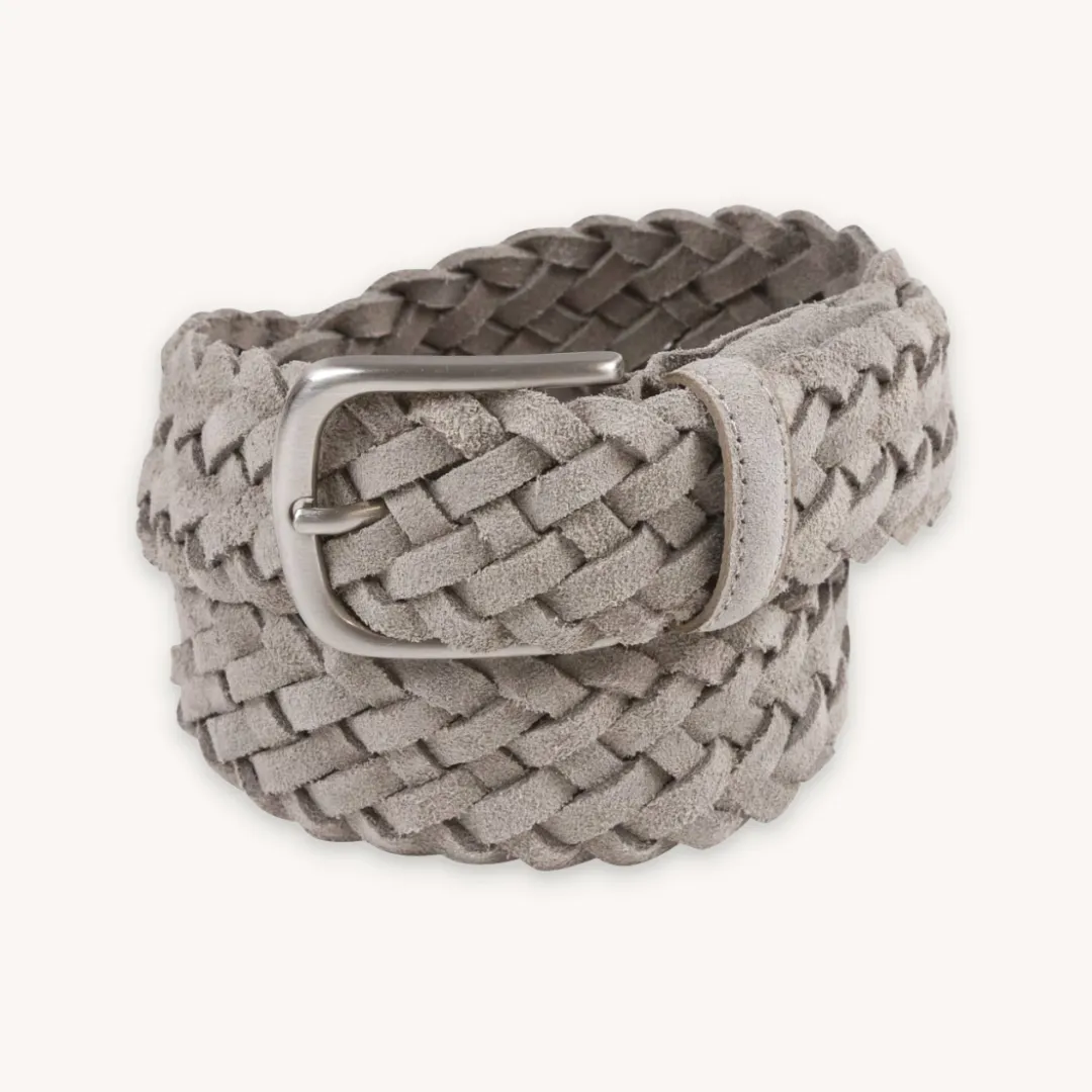 Grey Braided Suede Belt