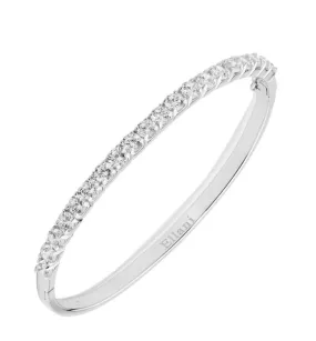 Half CZ Hinged Silver Bangle