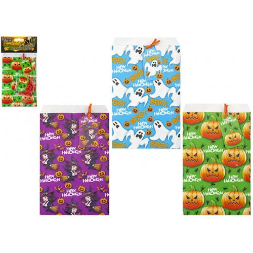 Halloween Mini Paper Treat Bags Cute Designs - 10 Pack Party Trick Treat Candy