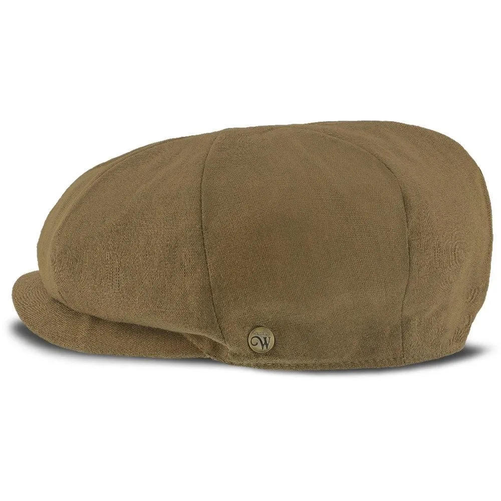 Hampton - Walrus Hats Sand Linen 8 Panel Newsboy Cap