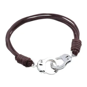 Handcuffed Stainless Steel Leather Bracelet