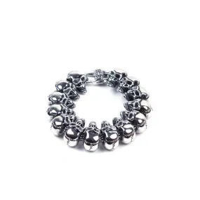 Heavy Duty Stainless Steel Bracelet With Skulls