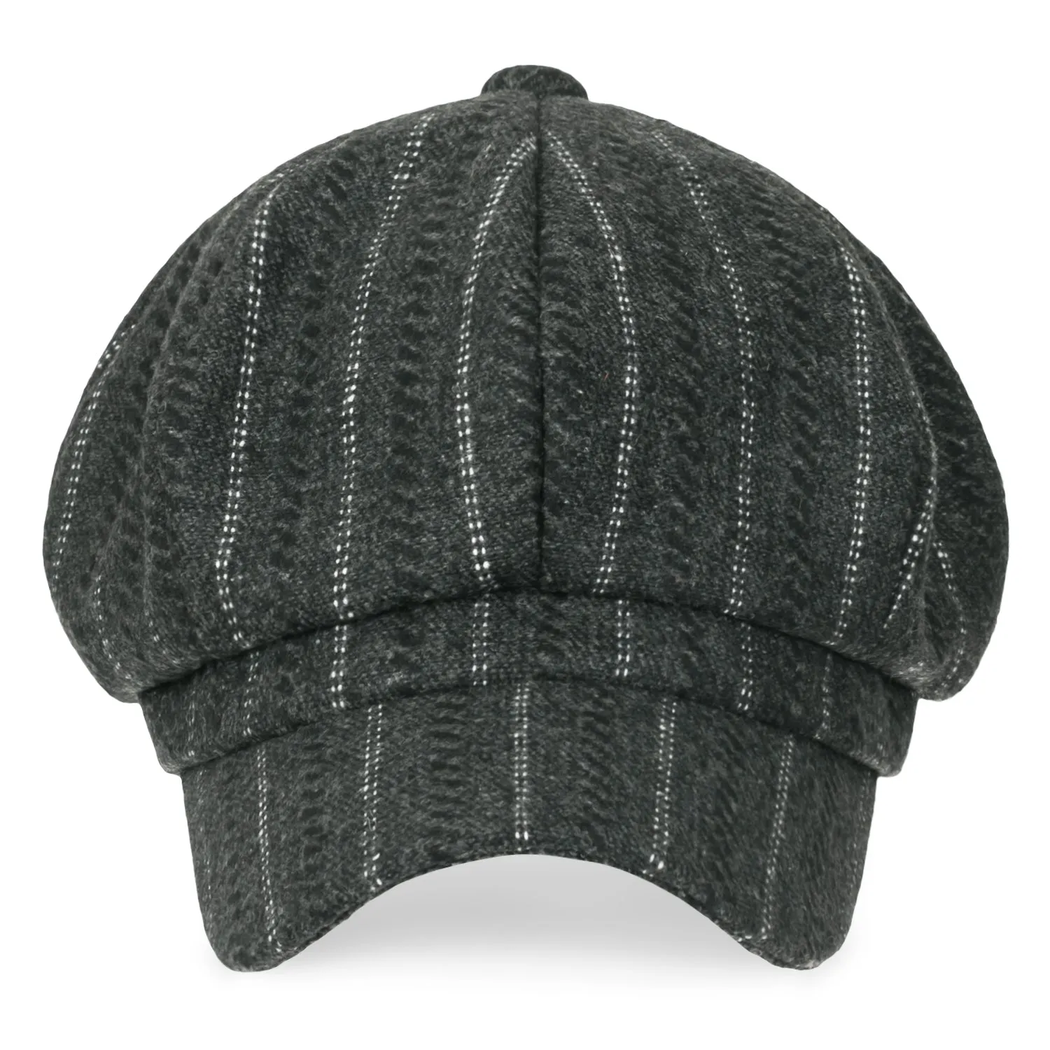 ililily 8-Pannel Wool-Blend Newsboy Cabbie Cap Stripe Duck Bill Flat Hunting Hat