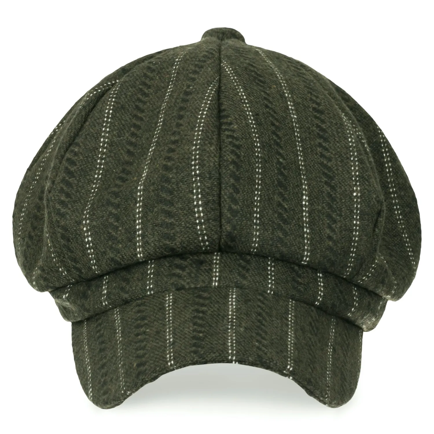 ililily 8-Pannel Wool-Blend Newsboy Cabbie Cap Stripe Duck Bill Flat Hunting Hat