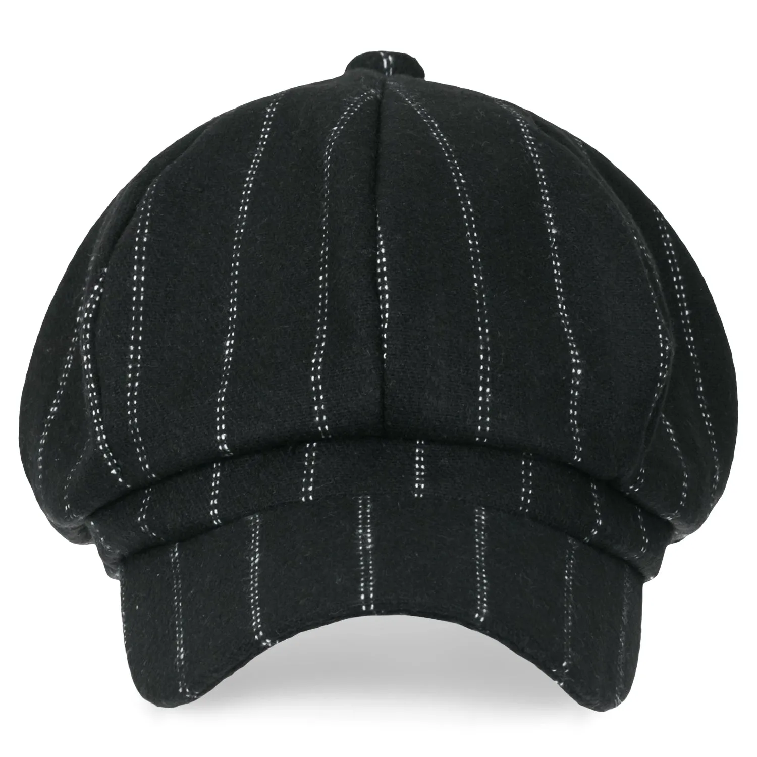 ililily 8-Pannel Wool-Blend Newsboy Cabbie Cap Stripe Duck Bill Flat Hunting Hat