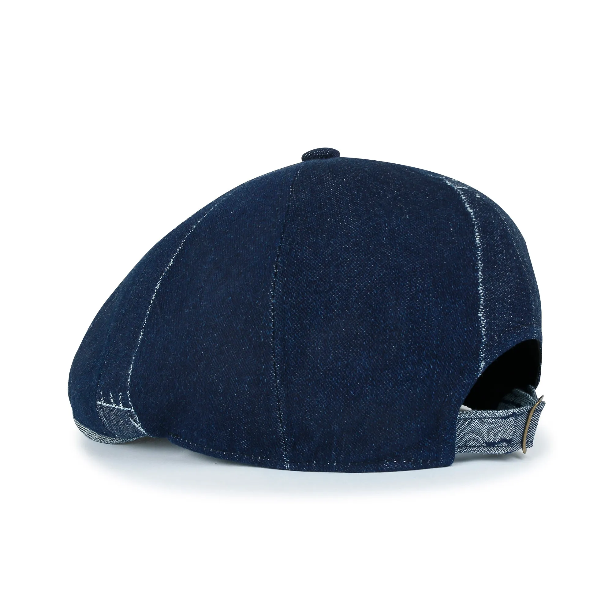 ililily Patchwork Denim Cotton Newsboy Hat 6 Panel Cabbie Hunting Flat Cap