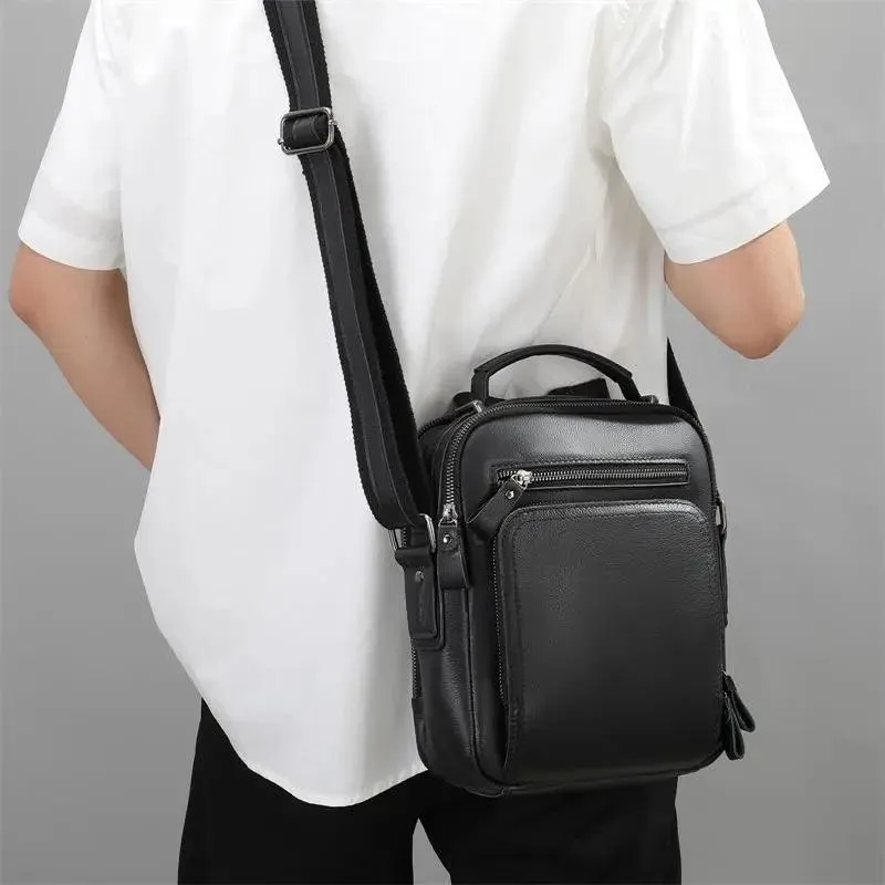 Leather Shoulder Bag Crossbody Satchel Bag for Men Crazy