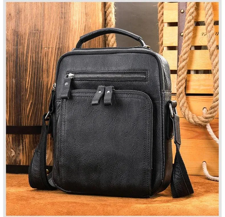 Leather Shoulder Bag Crossbody Satchel Bag for Men Crazy