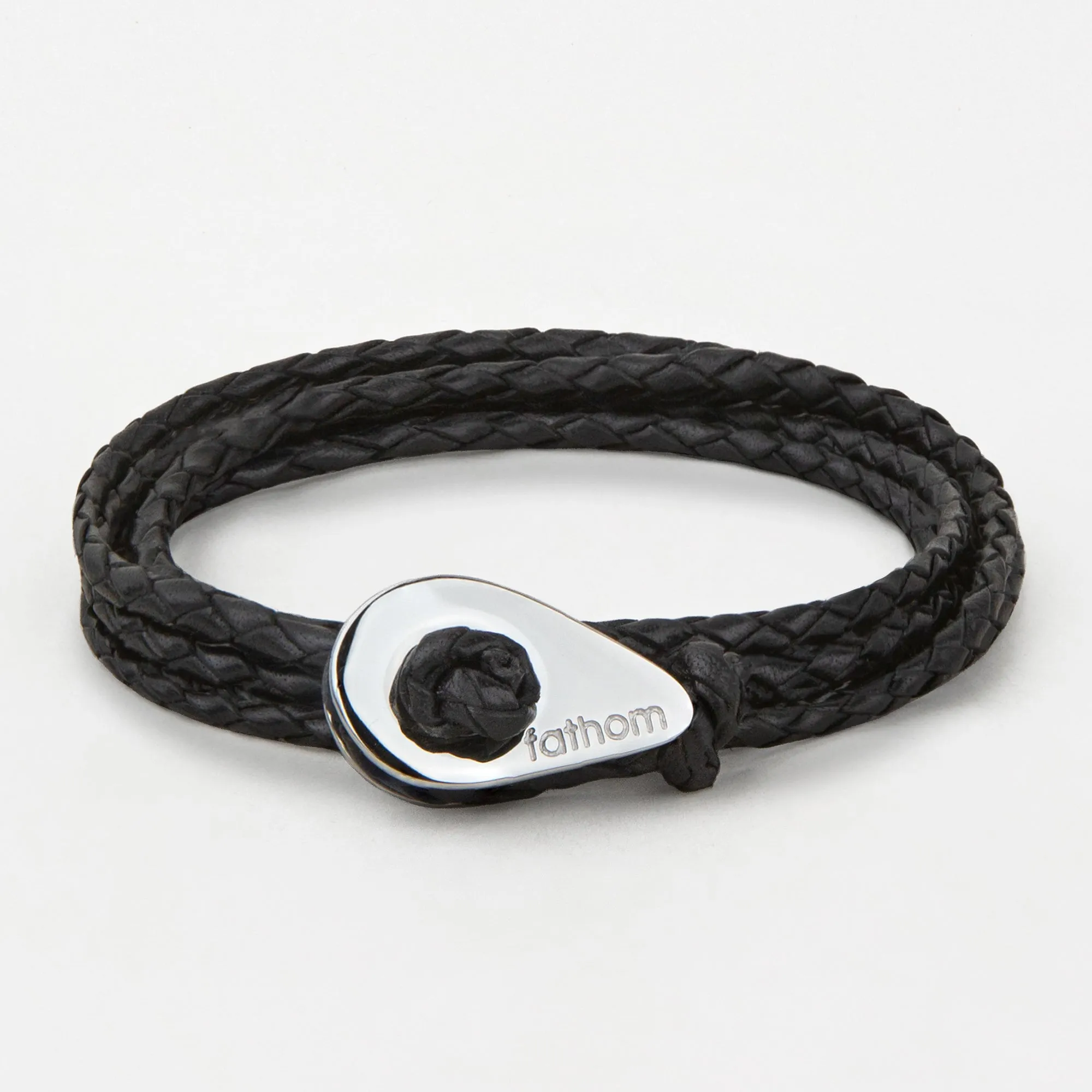 LORETO Braided Leather Bracelets Thimble Charm Wrap Wristbands for Men Women Black Four Wraps Silver