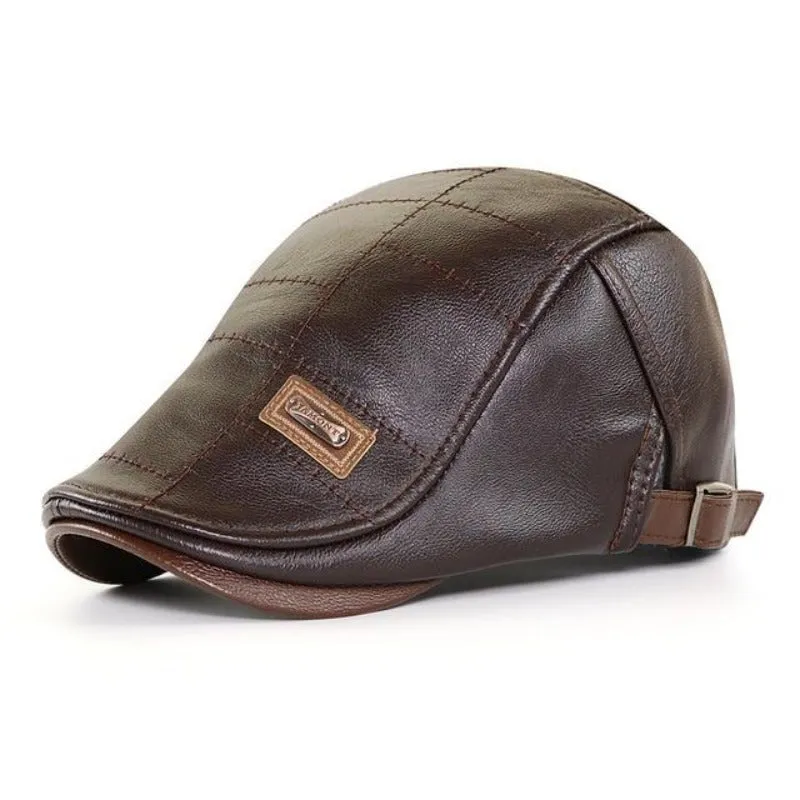 Men's Leather Newsboy Cap