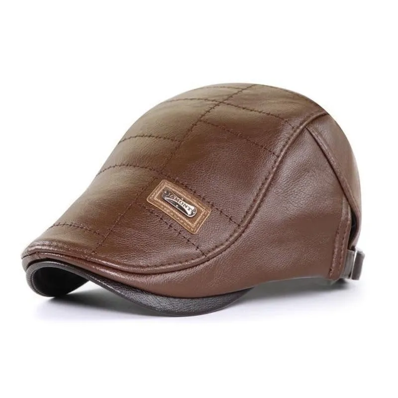 Men's Leather Newsboy Cap