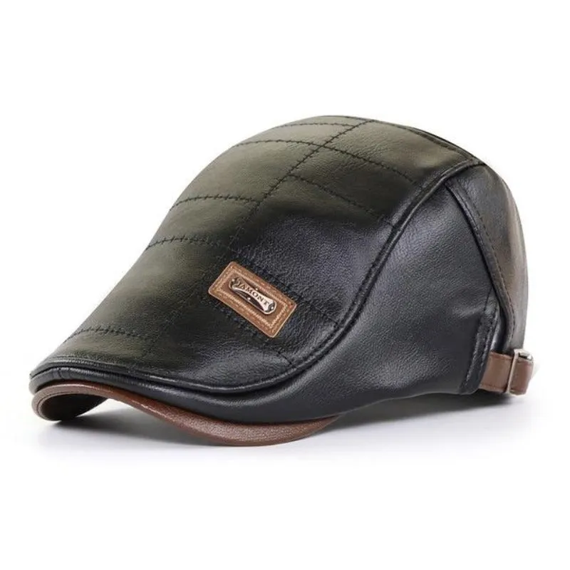 Men's Leather Newsboy Cap